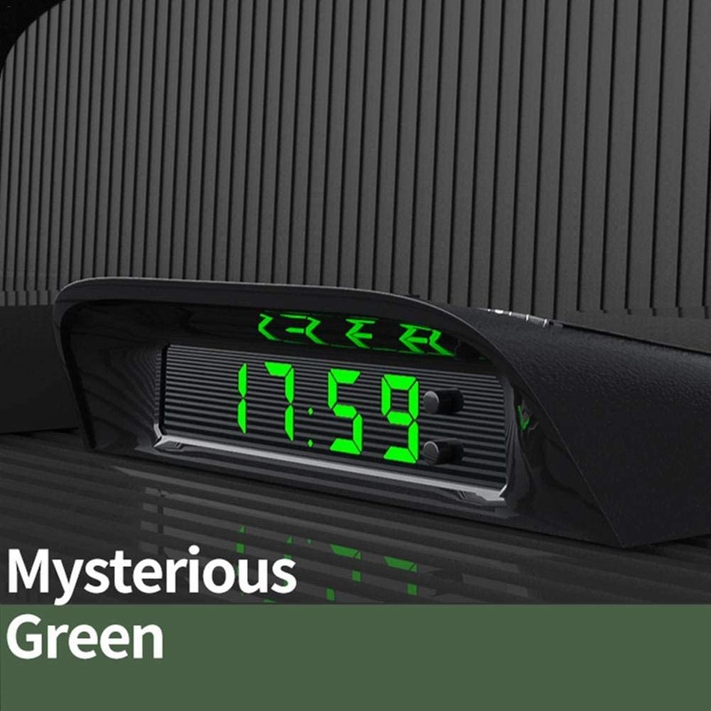Car Digital Clock, In-Car Clock, Solar Electronic Clock, 4-in-1 Clock,