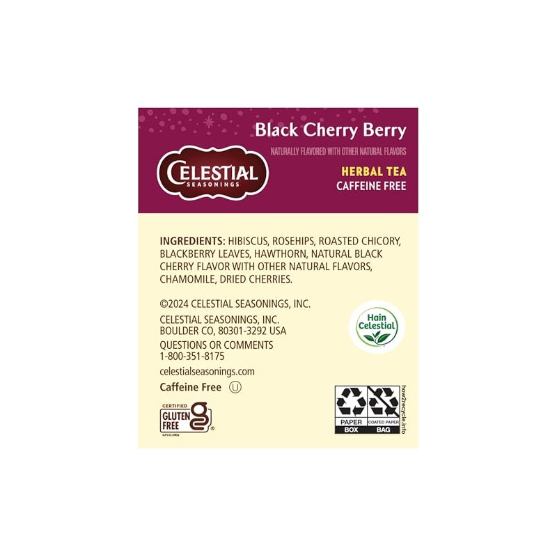 Celestial Seasonings Hierbas Baya Cereza Negra Unidades Paquete
