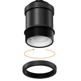 ledscom.de 2 x textile cable RETRA, plug, switch, black, 3 m, lamp socket, 1x E27 max. 60 W