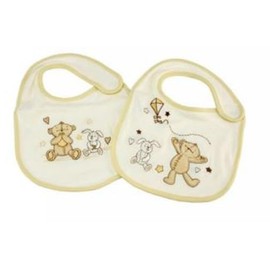 Button Corner Embroidered Bibs - Pack of 2, yellow