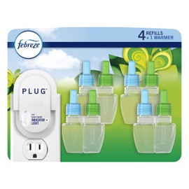 Febreze Plug In Air Freshener, Gain Original, Odor Eliminator & Scented Oil Refill, 1 Warmer + 4 Refills