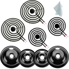 5304430149 5304430150 Porcelain Drip Pan Set & MP22YA Electric Range Burner Element Unit Set Replaces 318067041 318067051 by Cenipar-Compatible with Frigidaire Kenmore Crosley Range Oven/Stove
