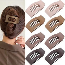 Paquete de 8 Pinzas Planas Marrones para el Pelo para Mujer: Pinzas Rectangulares Grandes, Neutras, Mate, Antideslizantes, Para Cabello Grueso y Fino,