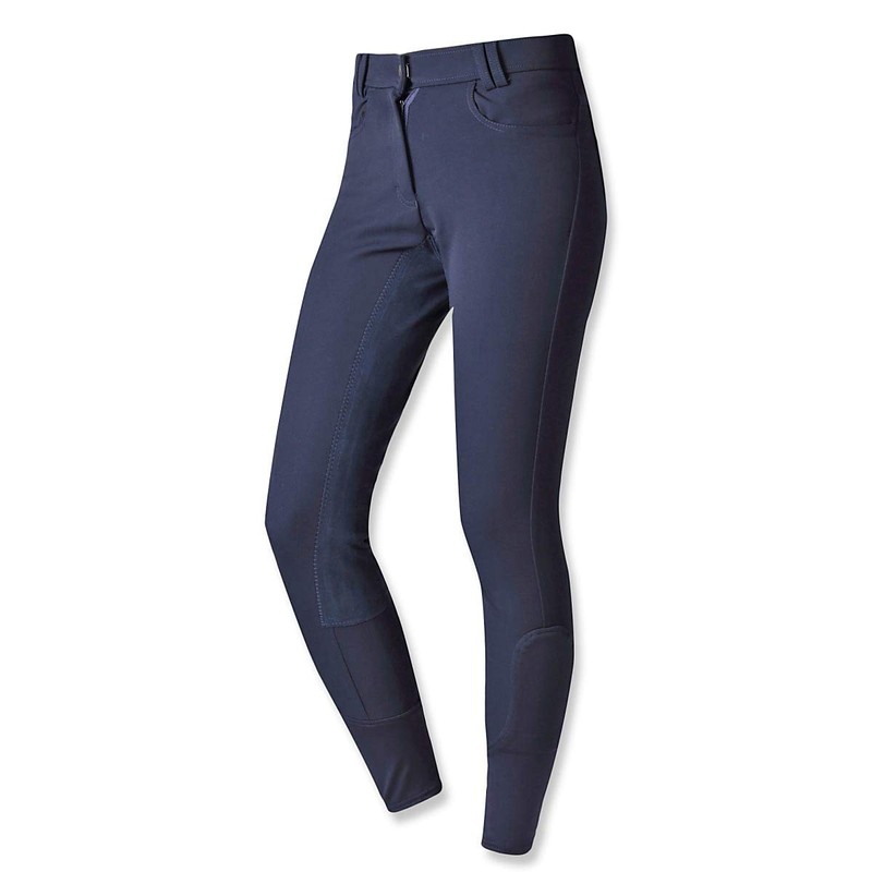 Full Seat Riding Culottes Butt Leather Ladies Junior Navy 140