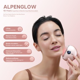 VRAIKO AlpenGlow Rose Quartz Gua Sha Device, Gua Sha Facial Tool with Heat and Vibration, Face Massager At-Home Facial Spa for More Glowing and Radiant Complexion (Rose Gold)
