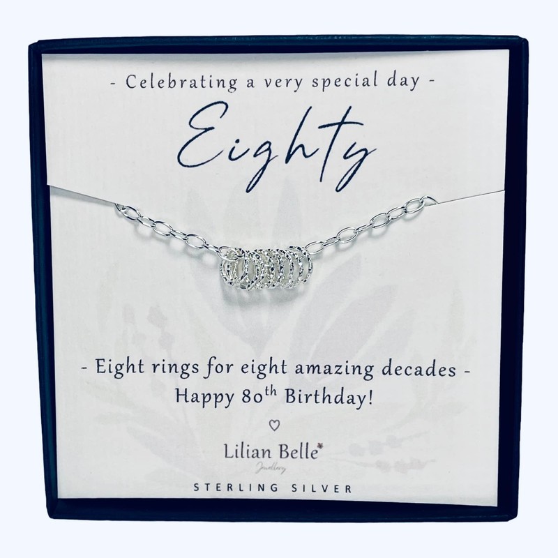 Lilian Belle 80th Birthday 925 Sterling Silver Bracelet Jewellery Gift