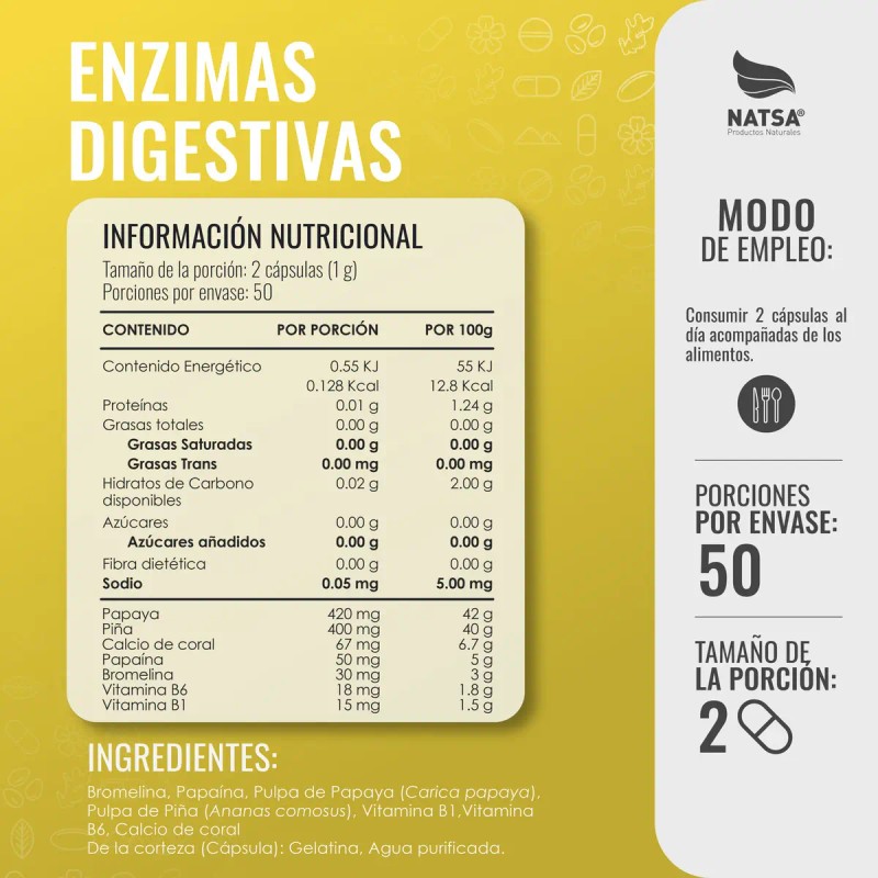 Enzimas Digestivas 100 Cápsulas Sientete Libre Menos Pesado Digere Alimentos