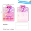 Birthday Invitations, Pink 7th Birthday Invitation Cards with Envelopes (30