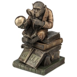 6.88 Inch Chimpanzee Scholar Decorative Trinket Box, Bronze Color