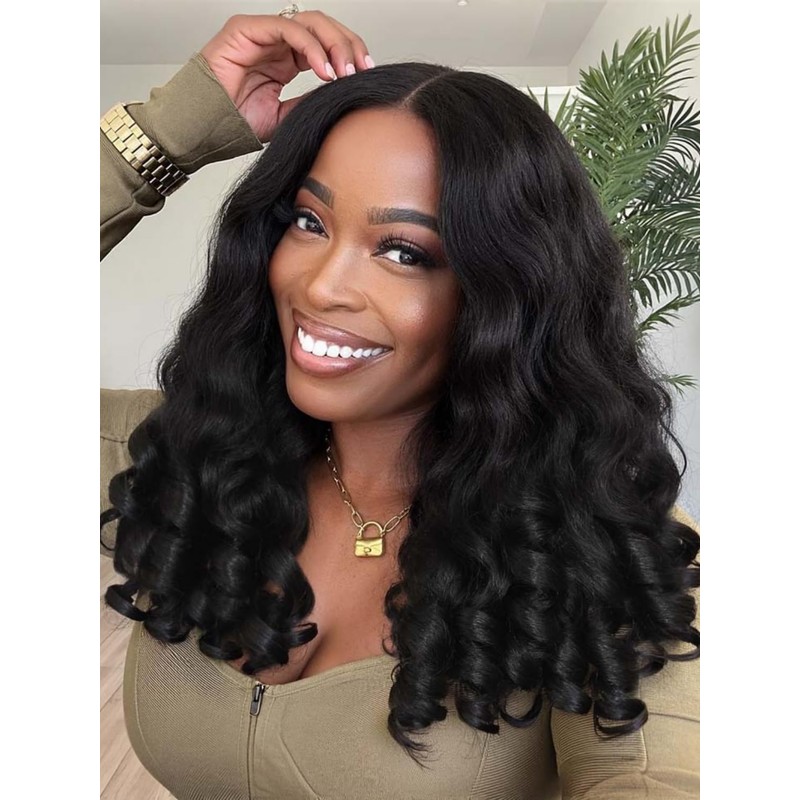 Yaki Curly V Part Wigs Afro Curly Wig with Bouncy
