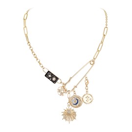 EVER FAITH Gold Charm Choker Necklace Western Jewellery for Women Delicate Necklaces OOTD Outfits for Women Summer Beach Fashion Jewellery, Metal