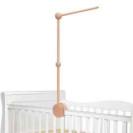 Wooden Baby Crib Mobile Arm - Rotating Baby Mobile Hanger Arm (33 inch, Natural Beech Wood) -Mobile Arm for Crib, Mobile Holder for Crib, Baby Crib Mobile Arm，Baby Girl Nursery Decor (Wooden Color)