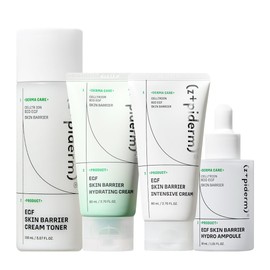 Zipiderm EGF Skin Barrier - Set completo de humectación – tóner + ampolla hidráulica + crema de gel hidratante + crema intensiva, capas de hidratación coreanas de 4 pasos y cuidado de barrera para