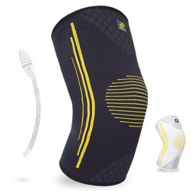 Bracoo KE92 Knee Sleeve for Men and Women, Elastic Knee Support with Compression Effect and Side Stabilisers, Ideal for Volleyball, Fitness, Sports and Everyday Use (Black, L)