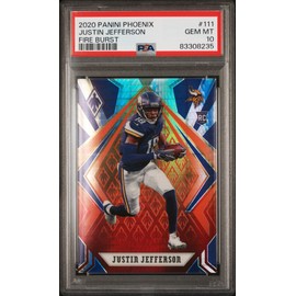 Graded 2020 Panini Phoenix Justin Jefferson #111 Fire Burst Rookie RC Football Card PSA 10 Gem Mint