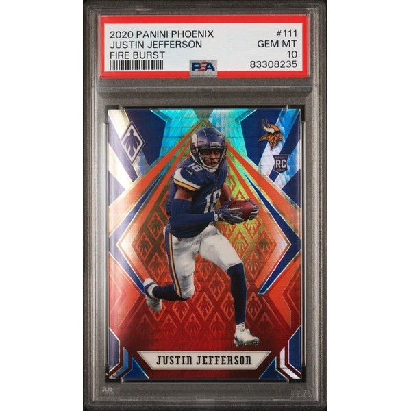 Graded 2020 Panini Phoenix Justin Jefferson #111 Fire Burst Rookie