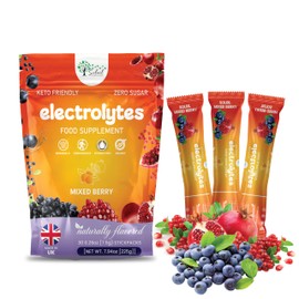 Electrolyte Powder – 20 Mixed Berries Flavour Sachets - Zero Sugar Hydration for Focus, Stress Relief & Calm | 20 Hydration Sachets Magnesium Vitamin, Aashwagandha