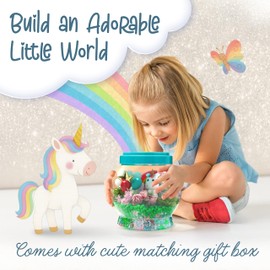 Memory Building CO Light-Up Unicorn Terrarium Kit for Kids - Christmas & Birthday Gift for Girl or Boy - Best Unicorn Toys & Kits, Arts & Crafts Gifts for Girls & Boys Age 4 5 6 7 8 9 10-12 Year Old