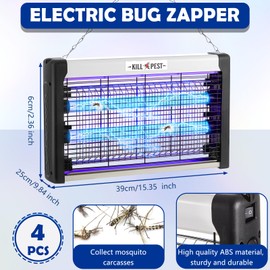 Qualirey 4 Piece Electric Bug Zapper Summer Indoor Electric Bug Zapper 6W Purple UV Light Fruit Flies Mosquito Killer Lamp Indoor Insect Killer Plug in Fly Trap for Home Outdoor