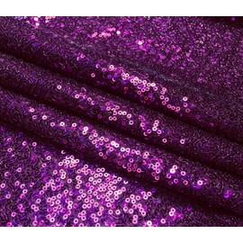 Purple 3mm Glitter Sequin Fabric Material, 2 Way Stretch Sparkling Pailettes Sparkle Sequins - Backdrop, Wedding, Dress (Sample 10CM X 10CM)