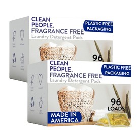 The Clean People Ultra Concentrated Laundry Detergent Pods, 192 Count, Fragrance Free, Plant-Based, Plastic Free, Septic Safe, Good for Sensitive Skin, Effective, Eco-Friendly