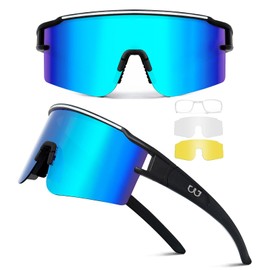 SPOSUNE Polarized Cycling Glasses with 3 Lenses, TR90 Sports Sunglasses for Men Women, Baseball Sunglasses Cycling Sunglasses