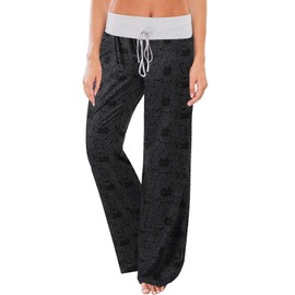 AMiERY Women's Pajamas Pants High Waisted Juniors Sleepwear Stretch Lounge Pants Wide Leg Palazzo Cat M