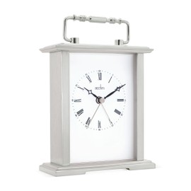 Acctim Gainsborough Mantel Clock Quartz Polished Metal Carriage Clock Energy Efficient Movement Silver