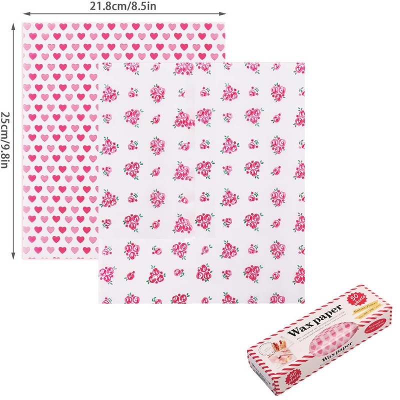 Sunch Craft 100 Sheets Wax Paper Sheets Heart & Rose
