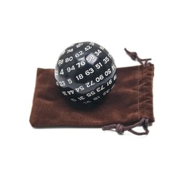 D100 High Quality 100 Sided Dice with Bag for Role Playing Games JDR Dungeons and Dragons DND Pathinder Game Book LDVELH (White)