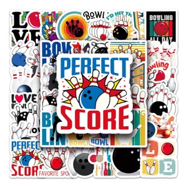 Bowling Stickers 50 Pcs Waterproof Trendy Bowling Sport Stickers for Water Bottle Skateboard Laptop Luggage Bumper Car Computer Phone Motorcycle Bicycle,Vinyl Funny Stickers for Teens Adult