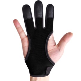 ChinFun Archery Gloves Leather Practice Shooting Hunting Three Finger Archery Protective Gear Accessories for Youth Adult Beginner Black M