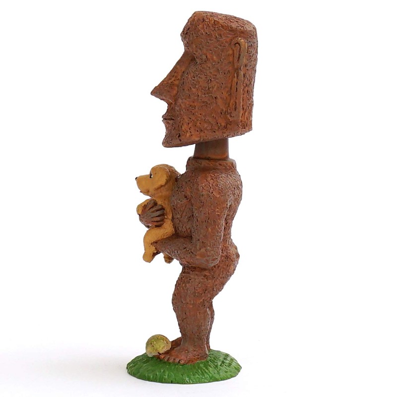 Rotary Hero Moai Bubbling Moai and Puppy, Height 5.9 inches