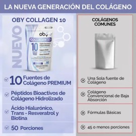 Colageno Hidrolizado 10 Tipos Premium. Peptidos Bioactivos. Oby Collagen 10 Polvo 500g Frutos Rojos