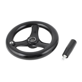 Sourcingmap 16mmx160mm Black 3 Spoked Lathe Handwheel Hand Wheel with M10 Handle