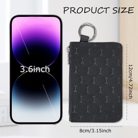 AdiStylinno Small Coin Purse, Portable Lightweight Mini Change Wallet for Women, Ladies Fashion Waterproof Coin Pouch Cute Zipper Wallet with Key Ring (Black)