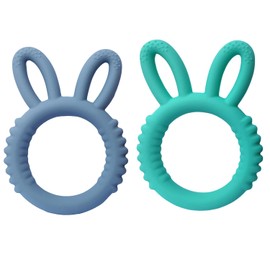 Baby Teething Toys 2pcs Safe Silicone Easter Teether Toy for Babies 0-12 Months 1-3 Years Baby Teething Relief Toys Easy to Hold Handles and Easy to Clean - BPA Free