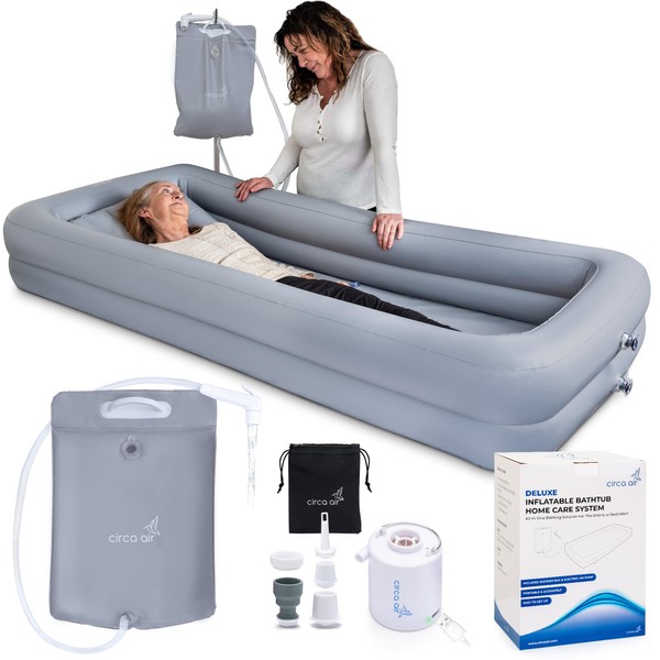 Circa Air Portable Bath Tubs Adults - Medical Inflatable Tub for Bedridden, Handicap, Elderly, Disabled Patients, Collapsible Bathtub System for Elderly Care, Full Bodywash & Hair Washing in Bed