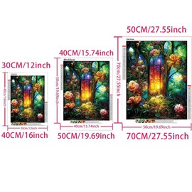 Flower & Window Pattern DIY Diamond Arts Colorful Painting Kit Without Frame, DIY 5D Diamond Arts Colorful Painting Kit, Wall Art Decor for Home:_50X50CM_Multicolor