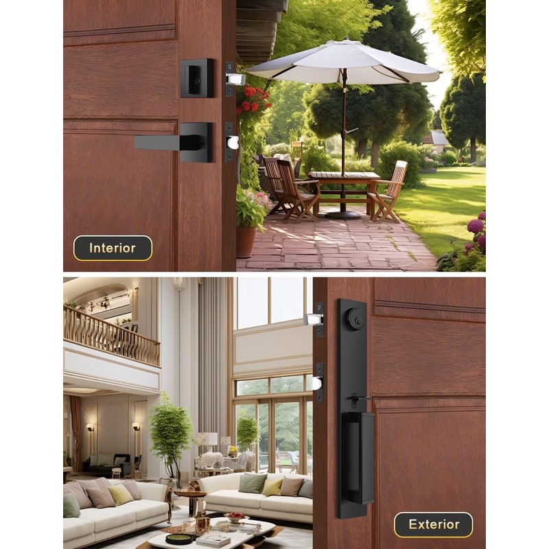 Tinewa Front Door Lock Set, Full Escutcheon Front Door Handle
