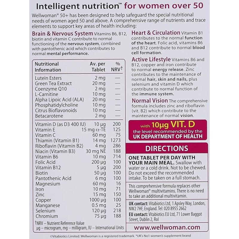 Wellwoman 50 Advanced Vitamin and Mineral Formula 30 Tablets for