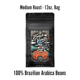 Bones Coffee Company French Vanilla Flavored Coffee Beans & Ground Coffee | 12 oz Flavored Coffee Gifts Flavored Coffee Ground & Beans (Whole Bean)