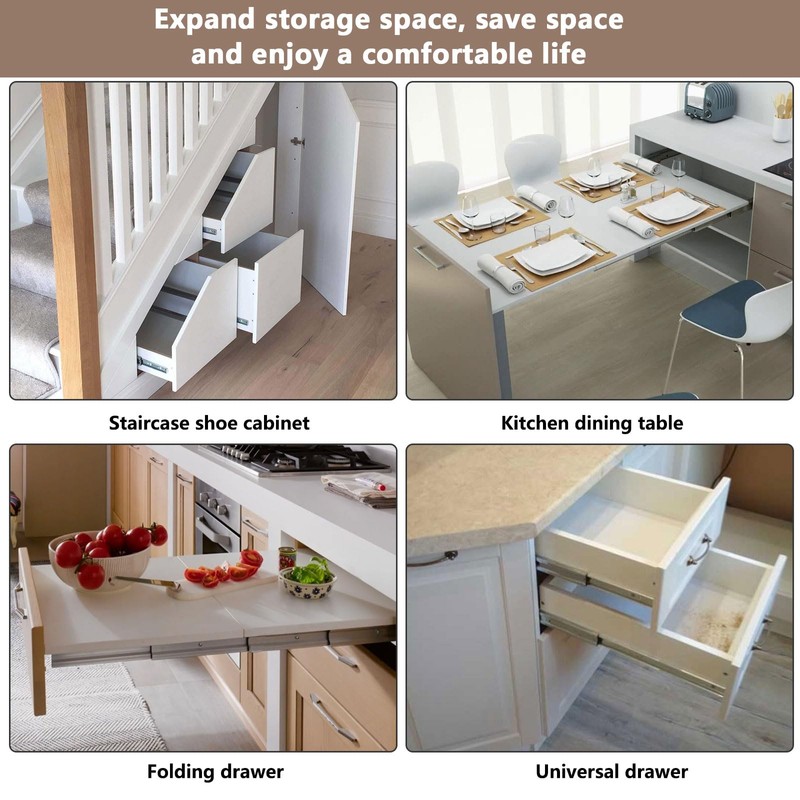 Full Extension Table Slide, Aluminum Telescopic Cabinet Table Guide Rail