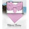 Vittorio Farina XL Solid Bow Tie & Pocket Square Set