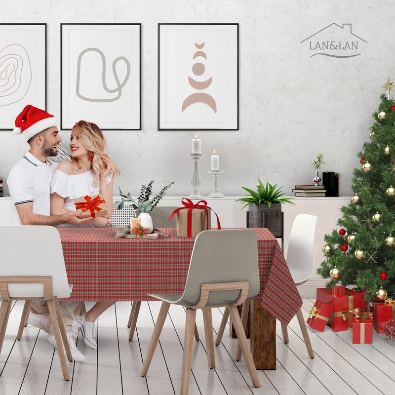 LAN&LAN - Christmas tablecloth for large rectangular tables, Christmas tablecloth