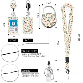 Butterfly Flower Lanyards ID Badge, Colorful Aesthetics Flower ID Badge Holder with Retractable Reel Clip Keychain, Vertical Identity Badge Cover Case Protector with Name Tag for Teacher Nurse