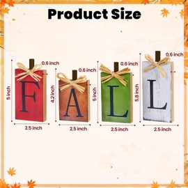 OLANRUN Fall Decor - 4 Pcs Vintage Block Wooden Signs Signs, Fall Decorations Indoor, Thanksgiving Decor for Table, Shelf, Fireplace, Mantel, Bedroom, Office