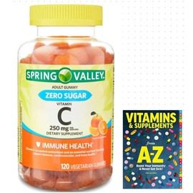 Spring Valley Zero Sugar Vitamin C Gummies Dietary Supplement, 250 mg, 120 Count +Better Guide Vitamins Supplements