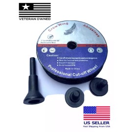 Crow Wing Abrasives 3” Metal Cut-off Wheels Disc (5 Pack) With 3 pc 1/4” Mandrel, Arbor, Shank