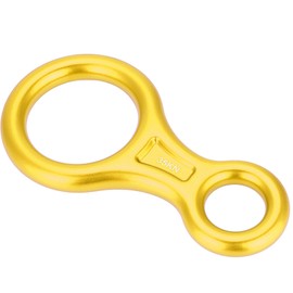 35KN Figure 8 Word Rope Descender Rappel Ring Rock Climbing Rescue Gear (Gold)